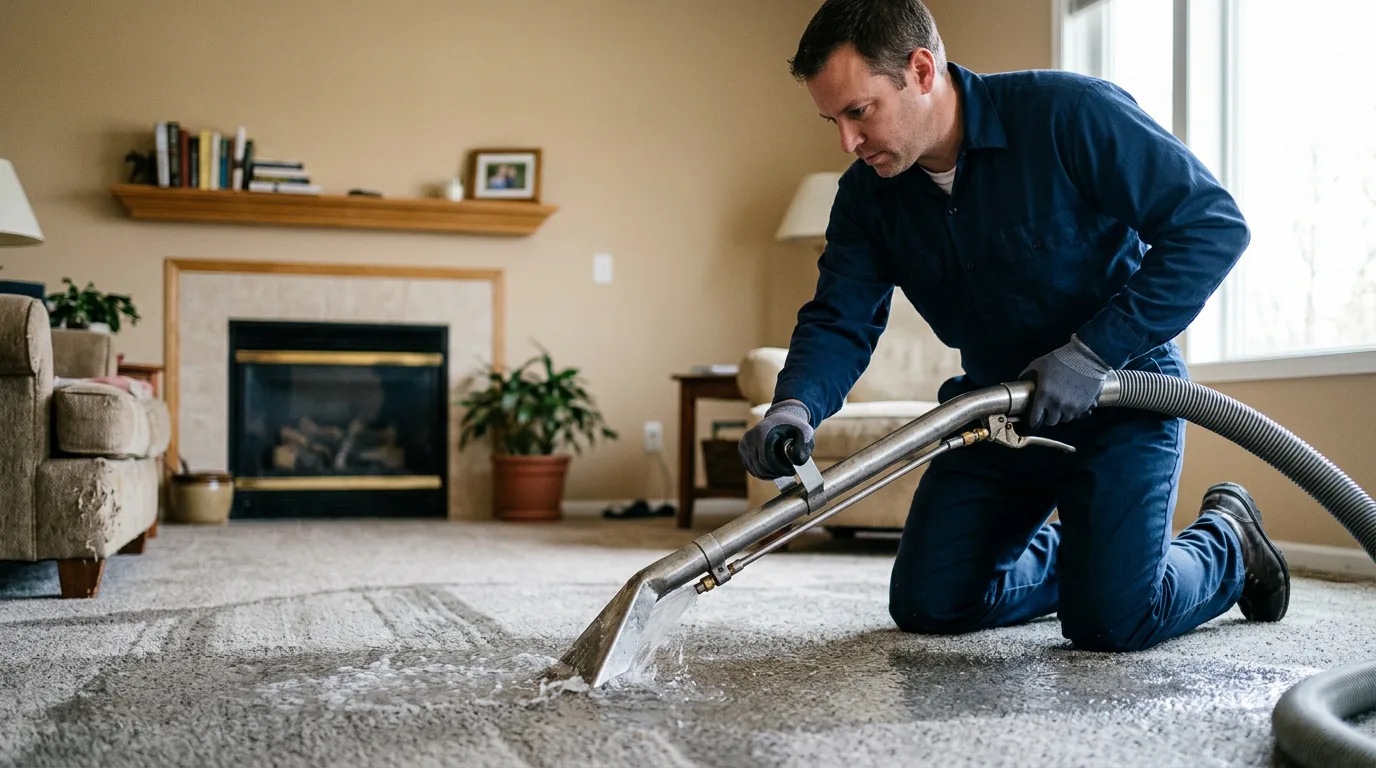 Water damage restoration technician working near Adams, OK